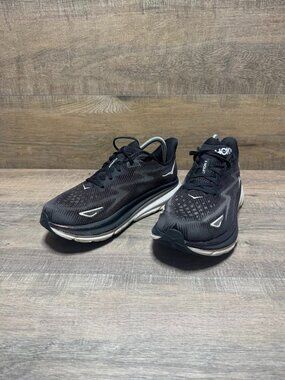 Hoka One Clifton 9 Black Mesh Athletic Shoes Women's Size 9.5